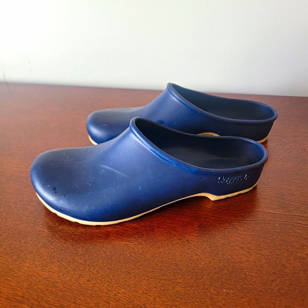 Sloggers Women's Blue Rubber Slip-On Clog Shoe US 9 EU 40 Outdoor Rain Gardening